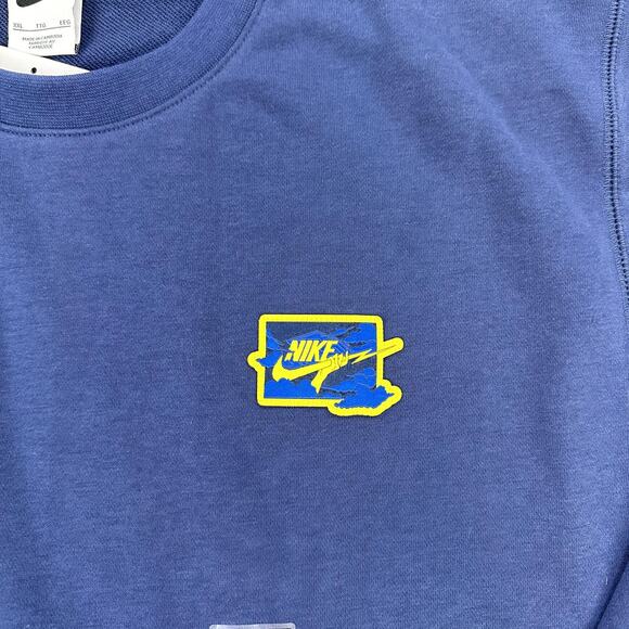 Nike Sweatshirt Mens 2XL Navy Crewneck Fleece Back Graphic Pullover FZ0764-410 - Picture 4 of 11